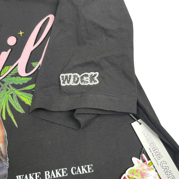Wake Bake and Cake Cannabis Pot T-Shirt Men L Black Chill Wedding Cake WFCK - Picture 4 of 7